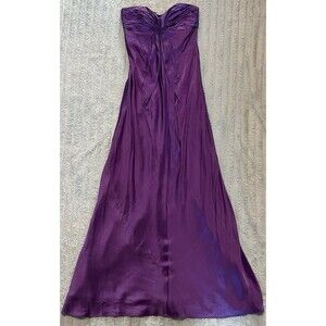 Laundry by Design 100% Silk Purple Strapless Ruched Gown Dress Size 0